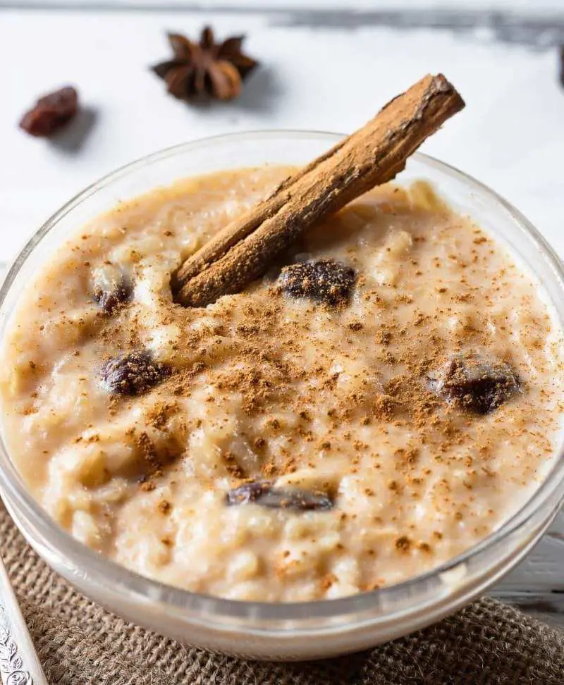 Arroz con dulce is a sweet rice pudding with coconut and raisins that is normally associated with the holidays