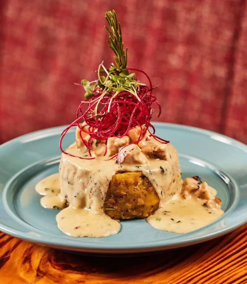 Mofongo is a popular dish from Puerto Rico with plantains as its main ingredient